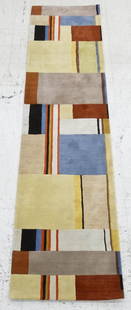 Christopher Farr (Design Within Reach) Bauhaus Design: Christopher Farr (Design Within Reach) Bauhaus Design Geometric Modernist Wool Runner Rug 3'x12'. Titled ''Stolzl Plate/Runner'' after a Gunta Stolzl design.