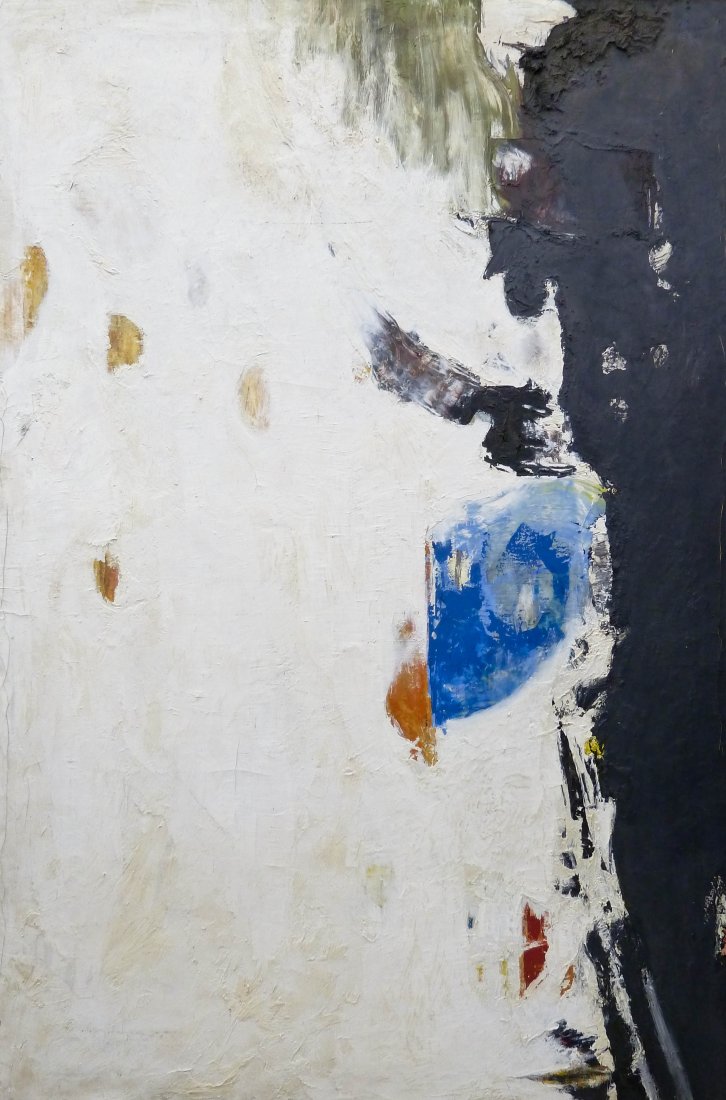 William Ivey (1919-1992 Washington) Untitled Blue &: William Ivey (1919-1992 Washington) Untitled Blue & White 1952 Abstract Expressionist Oil on Canvas 50.75''x34''. Signed and dated on verso. Some light crazing along edges. From the personal estate of