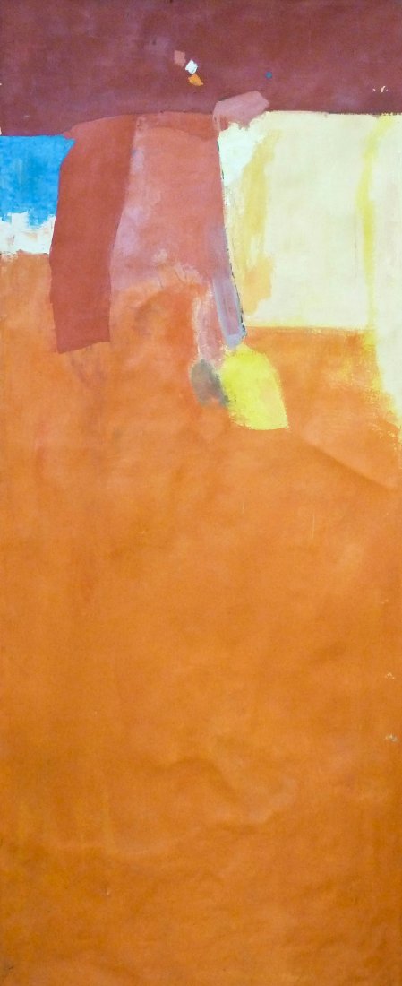 William Ivey (1919-1992 Washington) Untitled Orange: William Ivey (1919-1992 Washington) Untitled Orange Double Sided Abstract Expressionist Oil on Canvas 84.75''x34.5''. Unsigned. Heavy impasto work with some crazing and warping to canvas. Circa 1950's