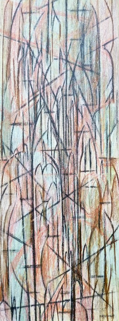 Gerald Urquhart (20th Century Washington) ''Facade'': Gerald Urquhart (20th Century Washington) ''Facade'' Abstract Mixed Media on Board 18''x6.75'' Image. Original frame.
