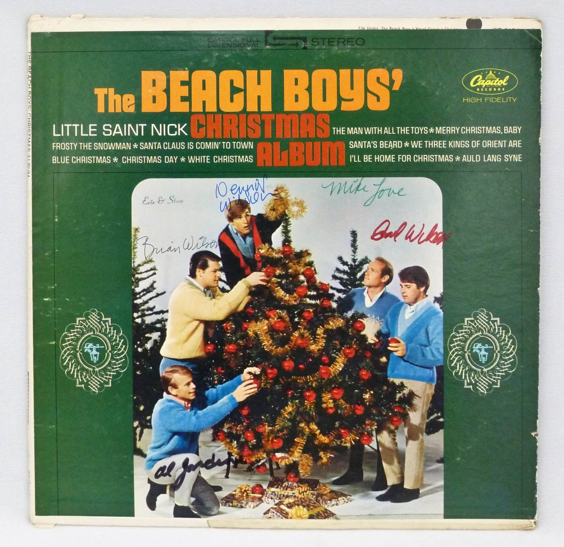 Vintage Beach Boys ''Little Saint Nick'' Signed: Vintage Beach Boys ''Little Saint Nick'' Signed Christmas Album. Signed by all five original members including Carl, Michael, and Dennis Wilson. Mike Love and Al Jadine. Guaranteed authentic.