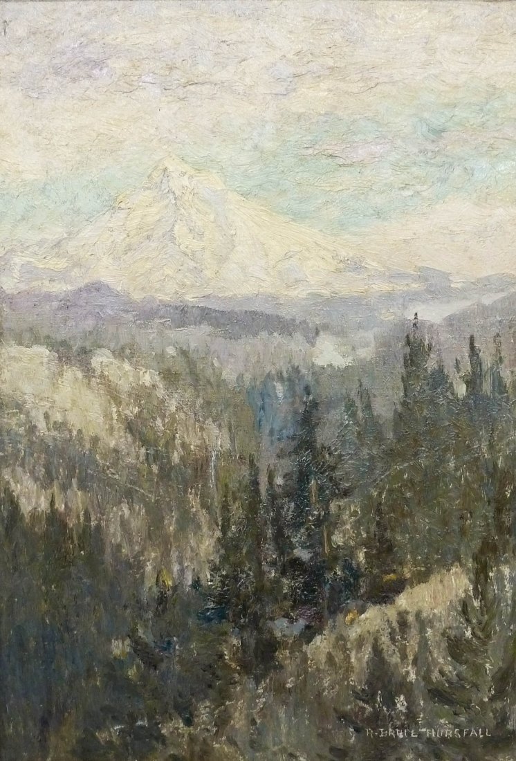 Robert Bruce Horsfall (1869-1948 District of Columbia): Robert Bruce Horsfall (1869-1948 District of Columbia) Untitled Mountain Landscape Oil on Canvas 20''x14''. Robert was a former Rookwood pottery artist.