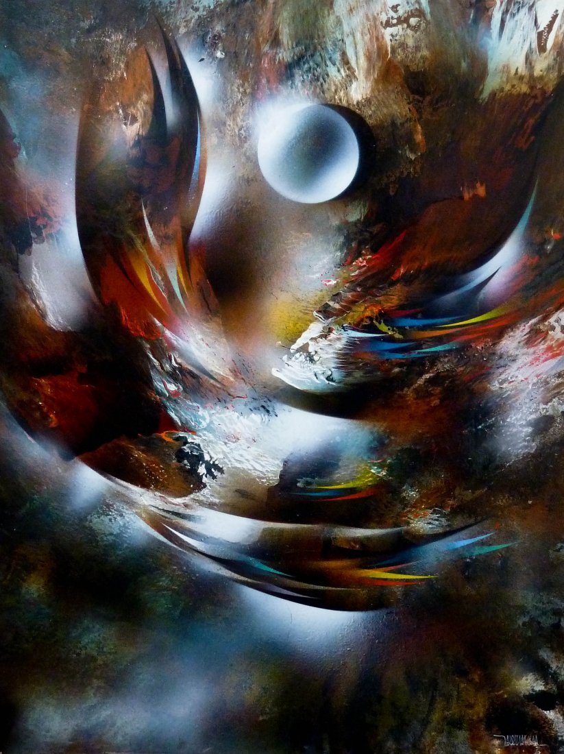 Leonardo Nierman (b.1932 New York/Mexico) ''Autumn'': Leonardo Nierman (b.1932 New York/Mexico) ''Autumn'' Abstract Expressionist Oil on Board 31.5''x23.75''. Total framed size of 39''x31''. Purchased at New York gallery in the 1980's.