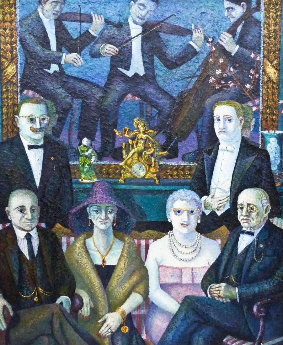 Manuel de Arce (1935-1985 Guatemala) Untitled Wealthy: Manuel de Arce (1935-1985 Guatemala) Untitled Wealthy Family Portrait Oil on Canvas 69.5''x56.5''. Unsigned.