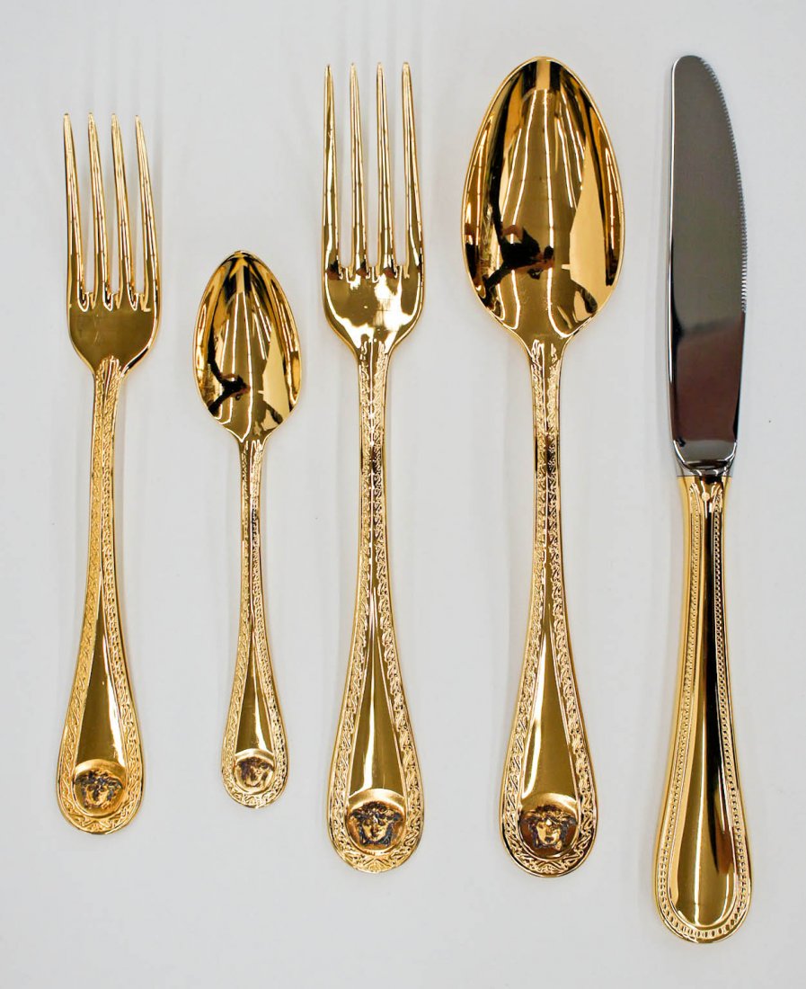 Versace for Rosenthal Gold Plated Medusa Flatware