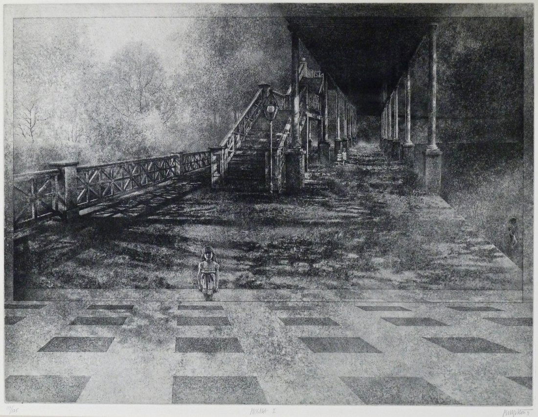 Peter Milton (b.1930 American) ''Passage I'' 1971: Peter Milton (b.1930 American) ''Passage I'' 1971 Gravure Etching 18''x23.5''. Pencil signed and numbered 117 of an edition of 125 in lower margin. Loose with linen matt.