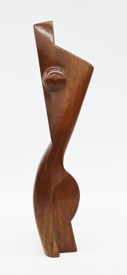 Manner of Alexander Archipenko (1887-1964 Russian): Manner of Alexander Archipenko (1887-1964 Russian) Cubist Torso Carved Wood Sculpture 15.5''x4.25''. Unsigned work made of mahogany wood with inserted lead weights on bottom. Overall wear.