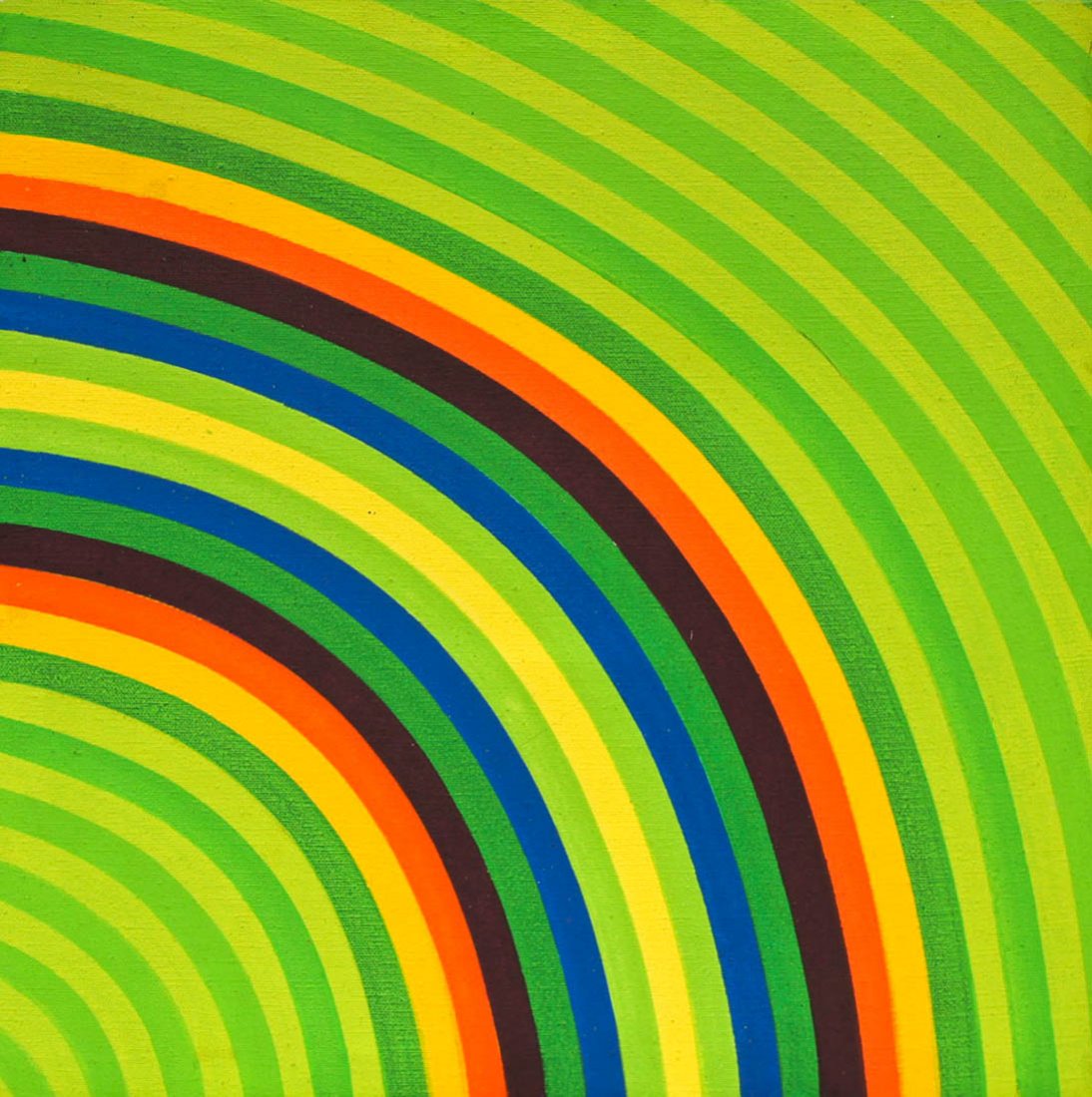 David Simpson (b.1928 California) Untitled Rainbow 1966: David Simpson (b.1928 California) Untitled Rainbow 1966 Oil on Canvas 16.5''x16.5''. Signed and dated on verso with typed gallery label.