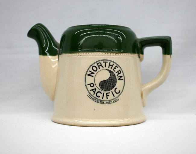 Antique Northern Pacific Railway Stoneware Teapot