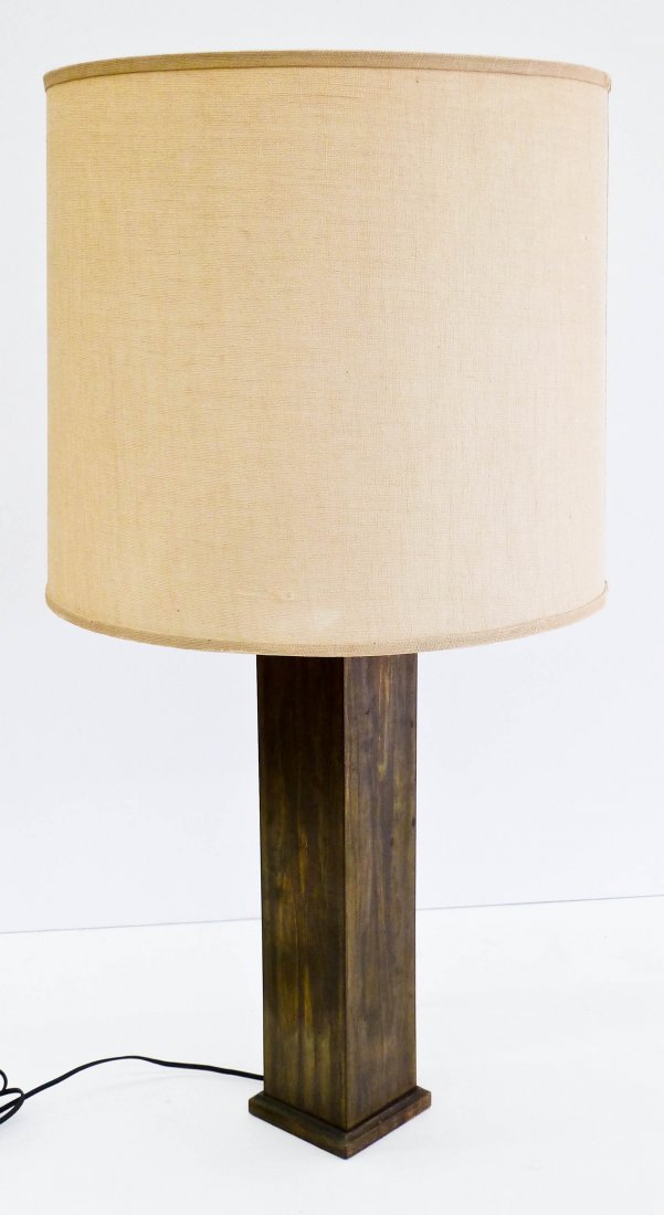 Harry Lunstead Design Patinated Brass Table Lamp 35.75": Harry Lunstead Design Patinated Brass Table Lamp 35.75". Base measures 21.5"x4.75" by itself.