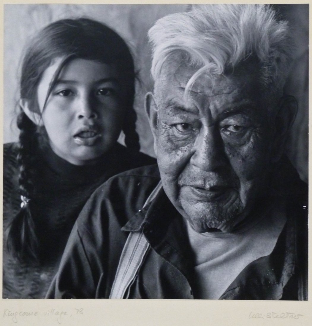 Ulli Steltzer (b.1923 Canada) "Kingcome Village" 1978 S: Ulli Steltzer (b.1923 Canada) "Kingcome Village" 1978 Silver Gelatin Photograph 20"x16". Depicts two Kwakiutl natives and is the image on the cover of her 1982 book, "Coast of Many Faces". Pencil sign