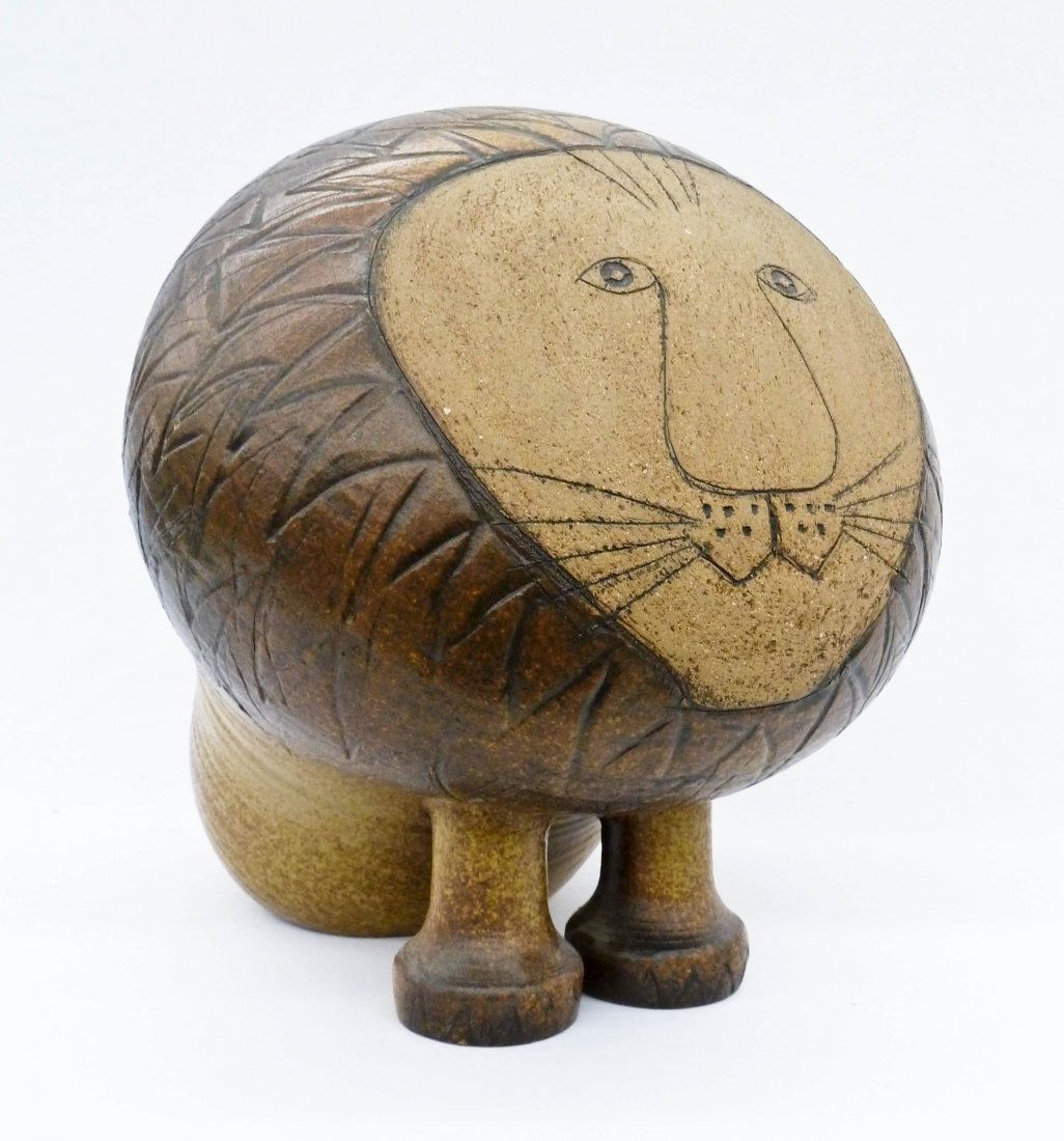 Impressive Lisa Larson ''Lion'' 1965 Glazed Stoneware: Impressive Lisa Larson ''Lion'' 1965 Glazed Stoneware Figure 15''x13''x14''. Manufactured by Gustavsberg, Sweden pottery. Impressed signature on bottom. Excellent condition.