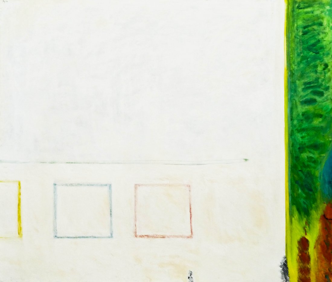 William Ivey (1919-1992 Washington) Untitled White: William Ivey (1919-1992 Washington) Untitled White Squares 1974 Oil on Canvas 68.75''x80.75'' Image. Signed and dated u.l. Impressive large work that came out of Ivey's art studio.