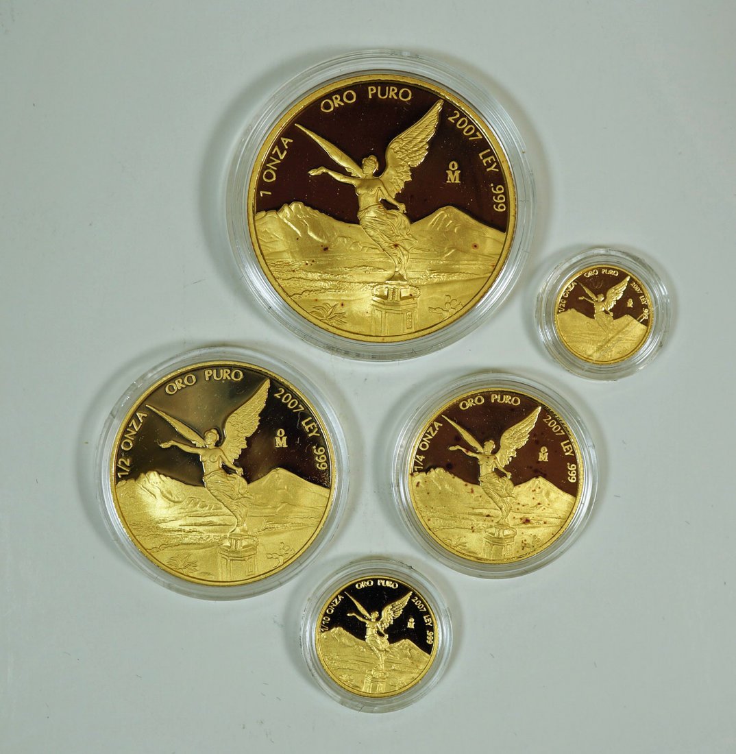 2007 Mexico Gold Libertad 5 Coin Proof Set All Coins Dec 06 2014 Mba Seattle Auction In Wa