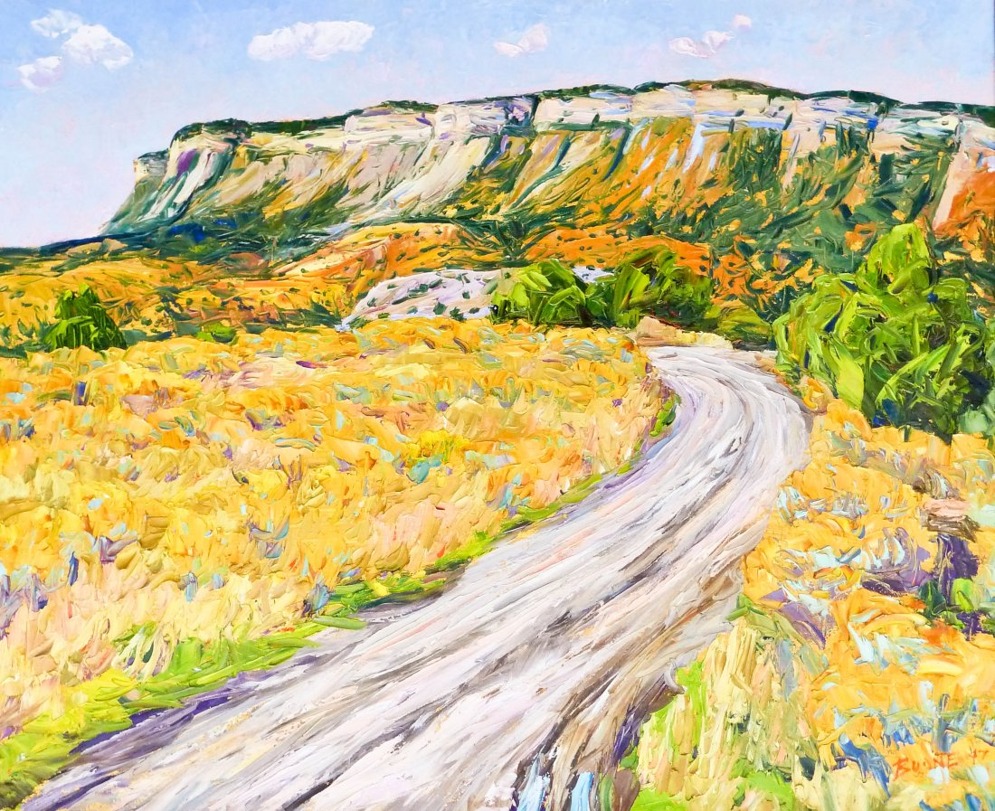 Steven Boone (20/21st Cent. New Mexico) ''Road at: Steven Boone (20/21st Cent. New Mexico) ''Road at Vado'' 1997 Oil on Canvas 28''x34'' Image. Impressionist southwest landscape purchased at Waxlander Khadoure Fine Art, Sante Fe for $3,600 in 1998. To