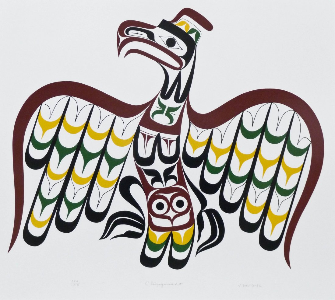 Joe David (b.1946 Canada) Clayoquoalt 1982 Serigraph: Joe David (b.1946 Canada) Clayoquoalt 1982 Serigraph 17''x19'' Sight. Pencil signed and numbered 102 of 190 edition. Total framed size 23.5''x25''.