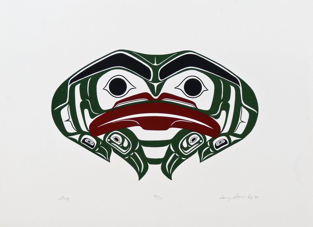 Terry Starr (b.1951 Canada) Frog 1985 Serigraph: Terry Starr (b.1951 Canada) Frog 1985 Serigraph 14.75''x20'' Sheet. Pencil signed and numbered 81 of 110 edition. Loose. Tsimshian artist.