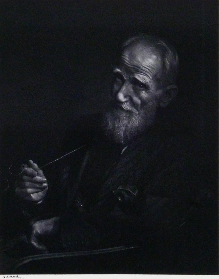 Yousuf Karsh (1908-2002 Canada) George Bernard Shaw: Yousuf Karsh (1908-2002 Canada) George Bernard Shaw Portrait Silver Gelatin Print 19.75''x15.75'' Image. Photograph taken 1943. Signed in ink l.l. margin. Total framed size 28''x24''. Comes with a cop