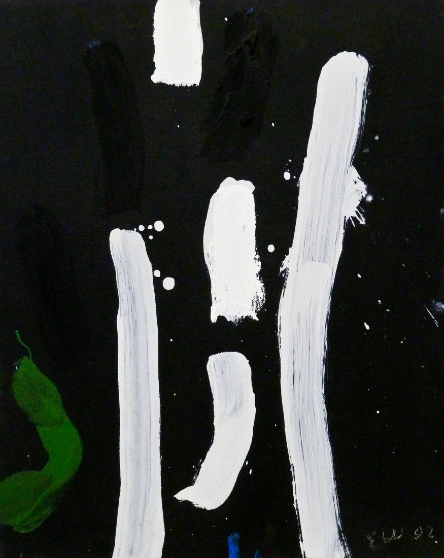 Emerson Woelffer (1914-2003 California) Untitled: Emerson Woelffer (1914-2003 California) Untitled Abstract 1992 Oil on Canvas 20''x16''. Initialed l.r. Unframed. Consignor was a close friend of the artist. Excellent condition.