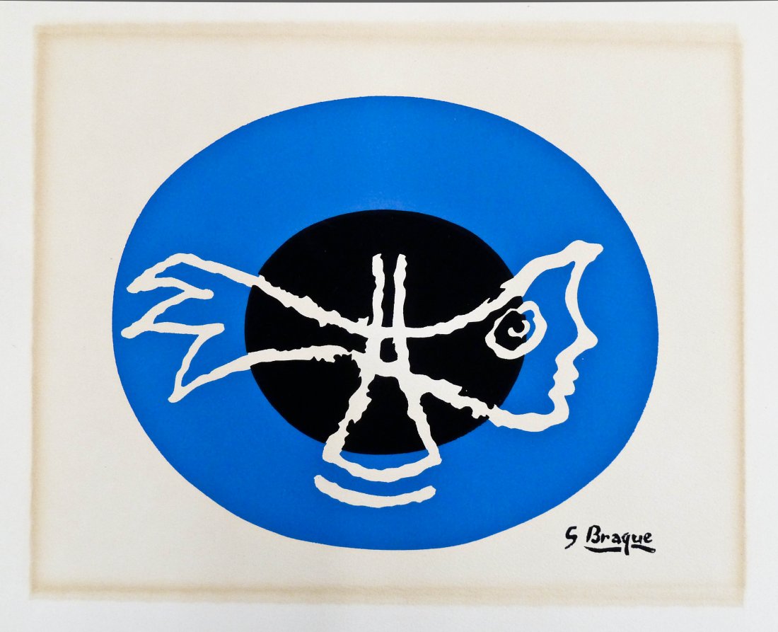 Georges Braque (1882-1963 French) ''Weathervane'': Georges Braque (1882-1963 French) ''Weathervane'' Serigraph 10''x12'' Sheet. Original Modern Classics Series title label on verso. Loose with mat burn.