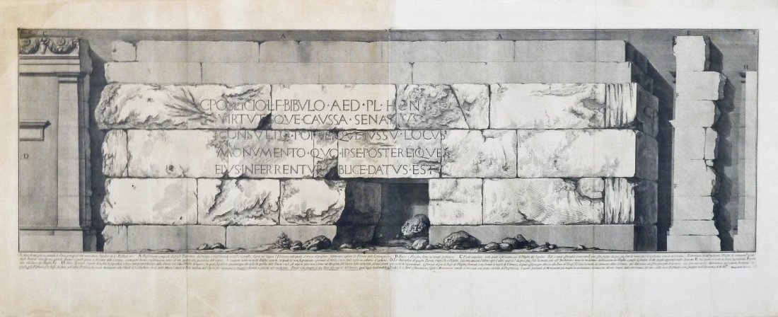 Giovanni Battista Piranesi (1720-1778 Italy) The Roman: Giovanni Battista Piranesi (1720-1778 Italy) The Roman Antiquities T.2 Plate V Antique Architectural Etching 21.5"x50.75" Sheet. "Si dimostrano piu in grande le Parti principali dell'antecedente Sepol