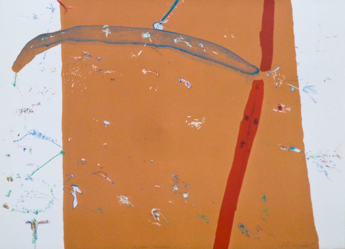 John E. Dowell Jr. (b.1941 Illinois) "Coleman Sadness": John E. Dowell Jr. (b.1941 Illinois) "Coleman Sadness" Abstract Lithograph in Colors 22"x30" Sheet. Pencil signed, titled, and numbered 1 of 10 edition lower edge. Total framed size 31"x39".