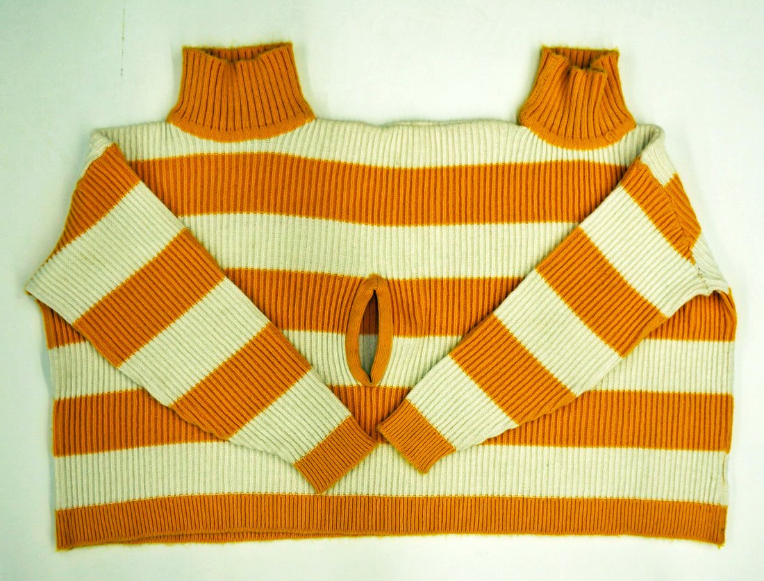 ''Muscle Beach Party'' 1964 Two Person Sweater Movie: ''Muscle Beach Party'' 1964 Two Person Sweater Movie Prop. From the estate of Bill Phillips, Hollywood sound editor. Gifted to him by a friend who worked in the prop department of the studio. Yellow a