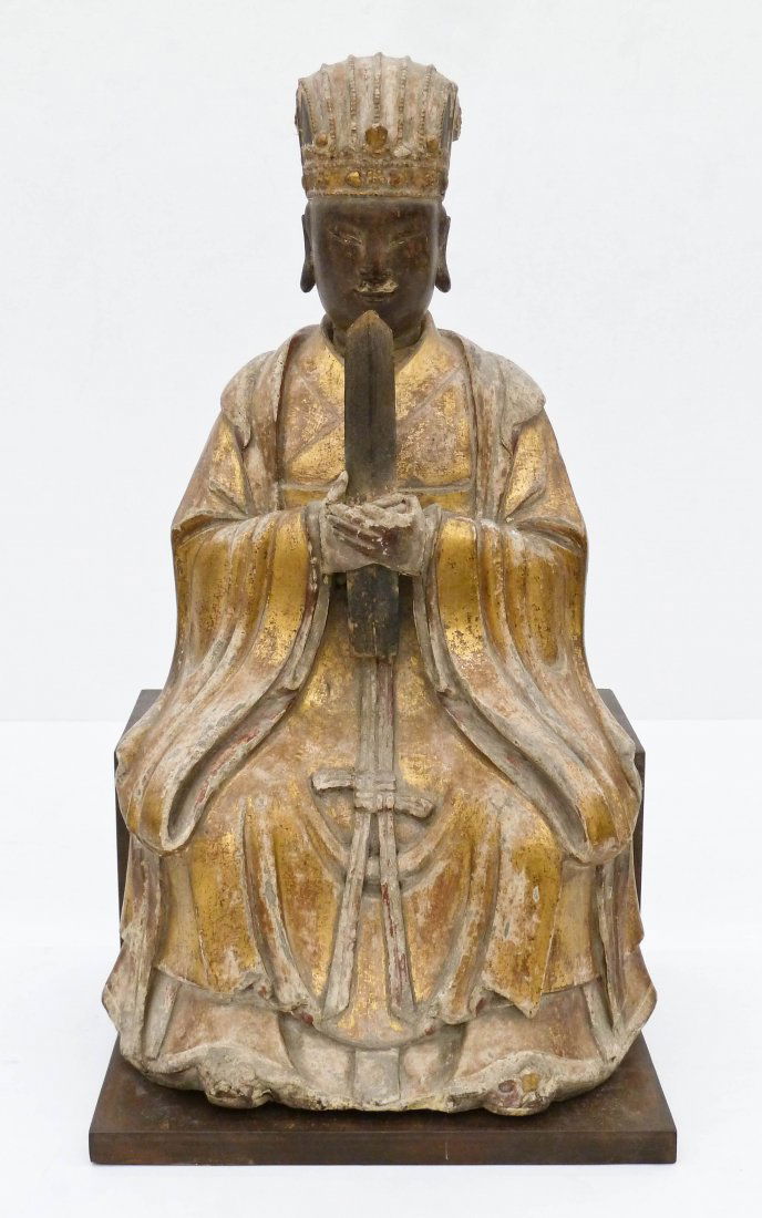 Impressive Chinese Ming Seated Daoist Dry Lacquered: Impressive Chinese Ming Seated Daoist Dry Lacquered Deity 23''x13''x12''. Composed of a combination of lacquer, clay, paper, wood and vegetable fibers. Depicting Wenchang Wang, god of Culture and Lite