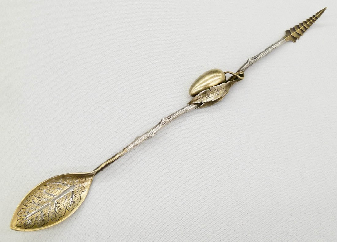 Antique Gorham Aesthetic Figural Sterling Olive Spoon
