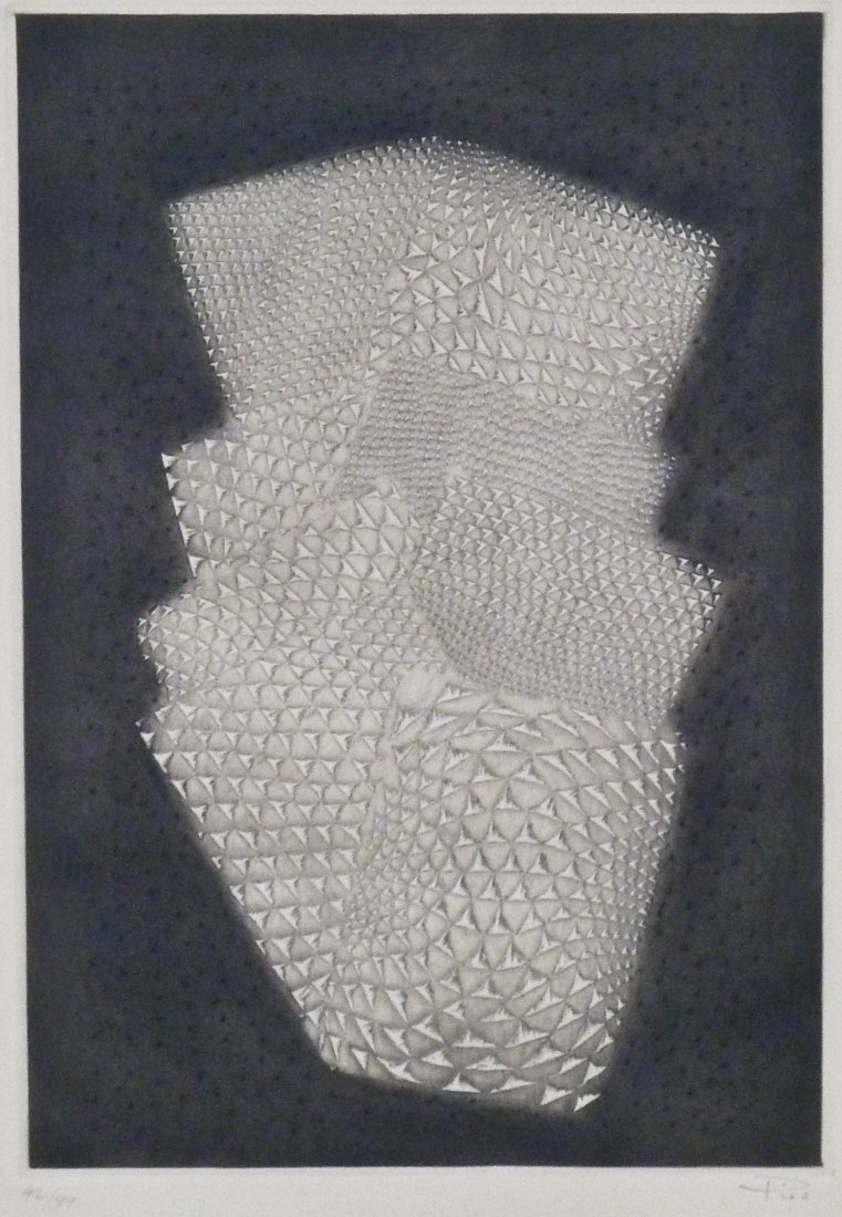 Arthur Luiz Piza (b.1928 Brazil) ''Fantome'' Aquatint: Arthur Luiz Piza (b.1928 Brazil) ''Fantome'' Aquatint Etching in Colors 17''x11.75'' Impression. Pencil signed and numbered 42 of 99 lower margin. Sheet size 25.5''x19.75''. A few very light small sta