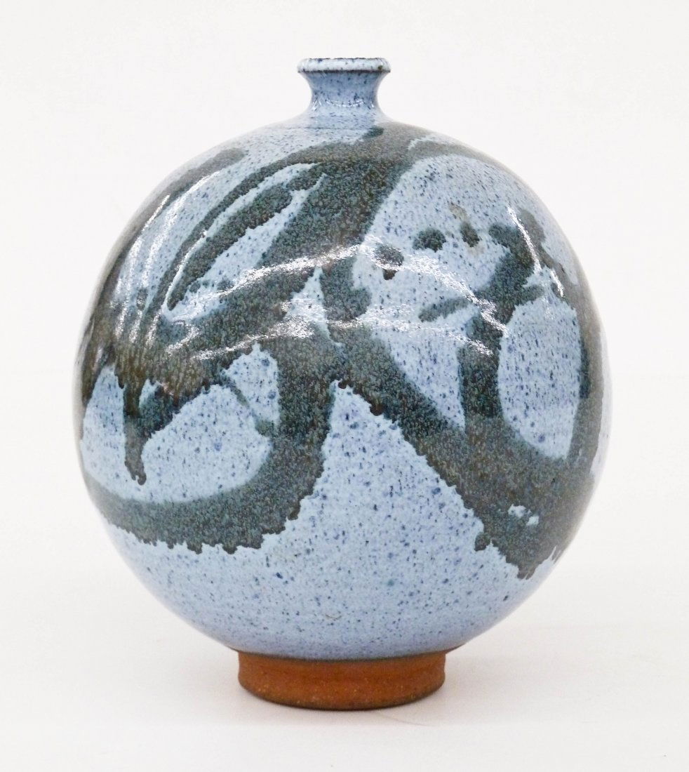Antonio Prieto (1912-1967 California) Blue Splash: Antonio Prieto (1912-1967 California) Blue Splash Glazed Stoneware Vase 7''x6''. Signed on bottom. Excellent condition.
