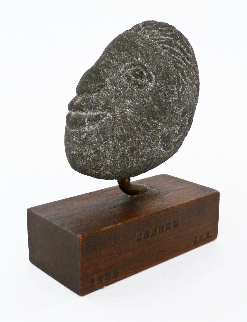 James Washington Jr. (1909-2000 Washington) ''Samuel'': James Washington Jr. (1909-2000 Washington) ''Samuel'' 1959 Prophet Carved Basalt Stone Sculpture on Walnut Base 6.75''x5.5''x3''. An early work by this well known African American artist. Sculpture i