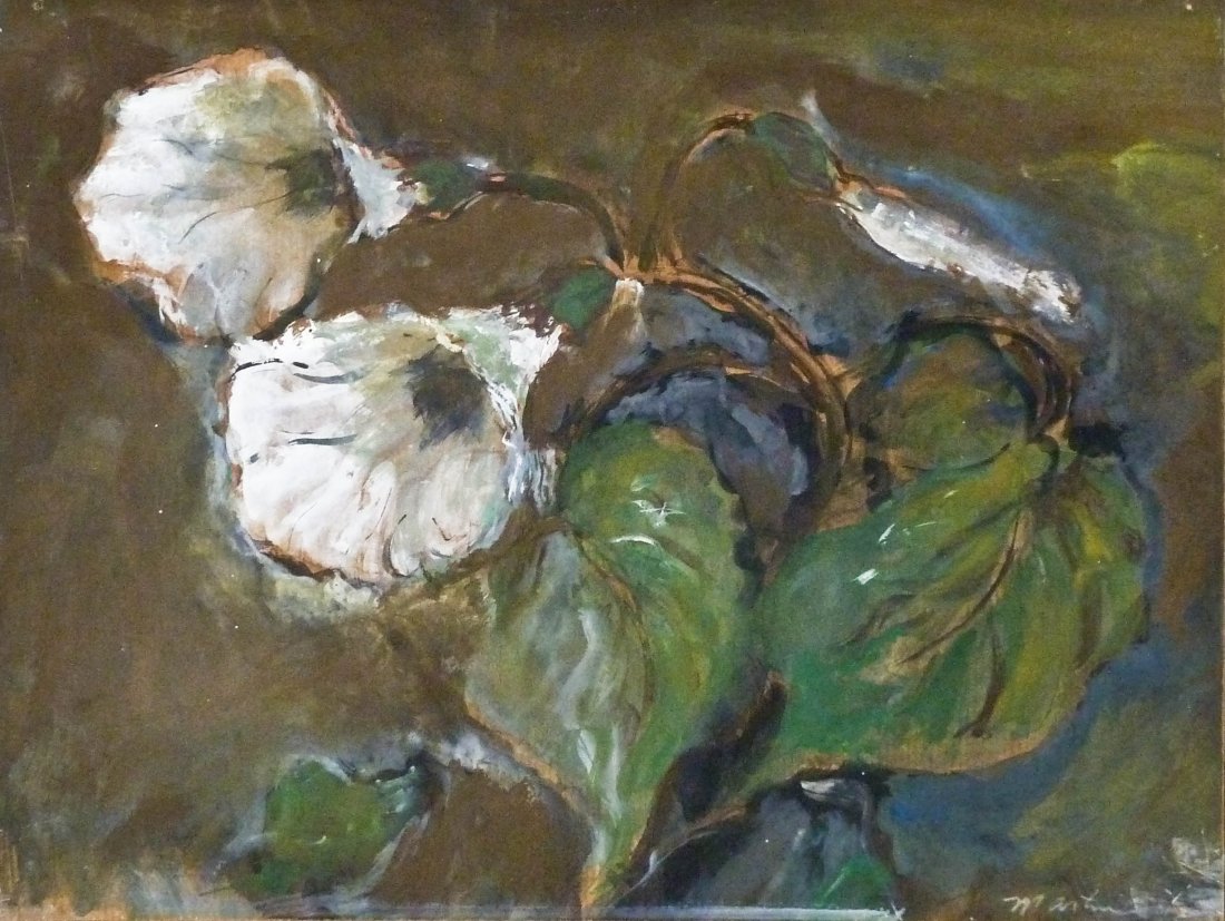 James Martin (b.1928 Washington) ''Morning Glories'': James Martin (b.1928 Washington) ''Morning Glories'' 1965 Tempera on Board 10.75''x14.25'' Image. An early floral by Martin with an Otto Seligman Gallery, Seattle. Signed l.l. Total framed size 16''x1