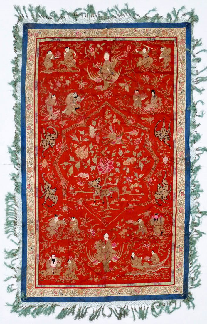 Antique Chinese Hanging Silk Embroidery 6'6''x4'. It (1 of 7)