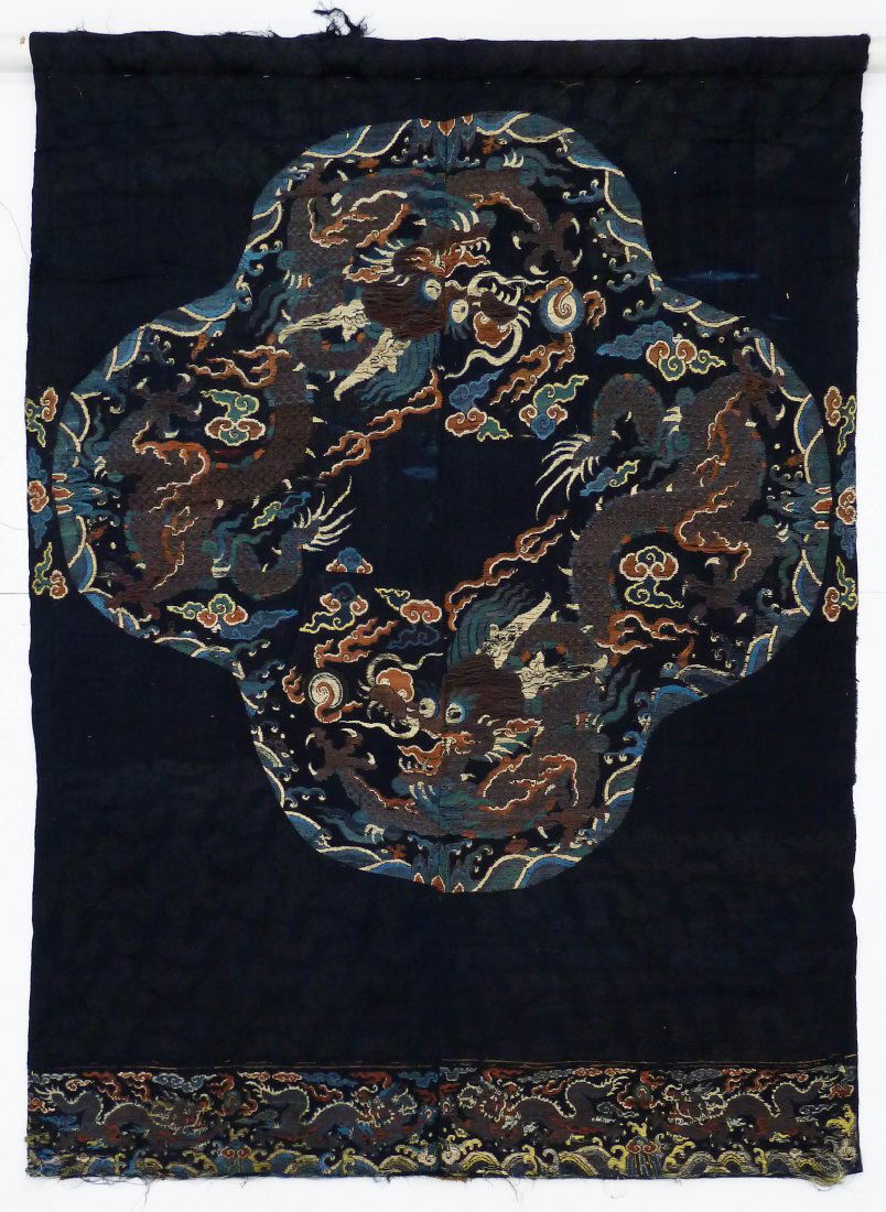 Antique Japanese Silk Dragon Hanging Embroidery (1 of 3)