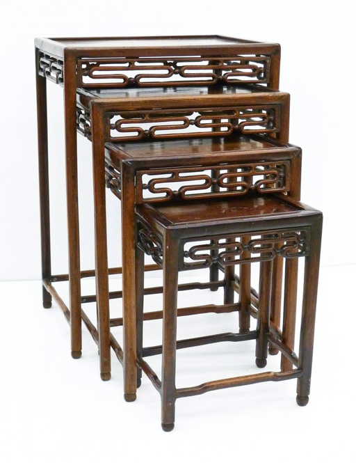 Antique Chinese Nesting Tables Carved Rosewood. Sizes - Antique Chinese Nesting Tables Carved Rosewood. Sizes
