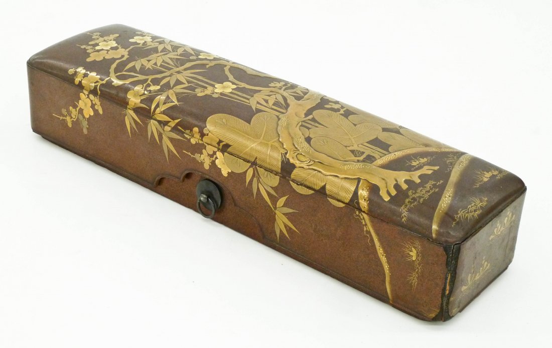 Antique Japanese Fubako Lacquered Letter Box (1 of 3)