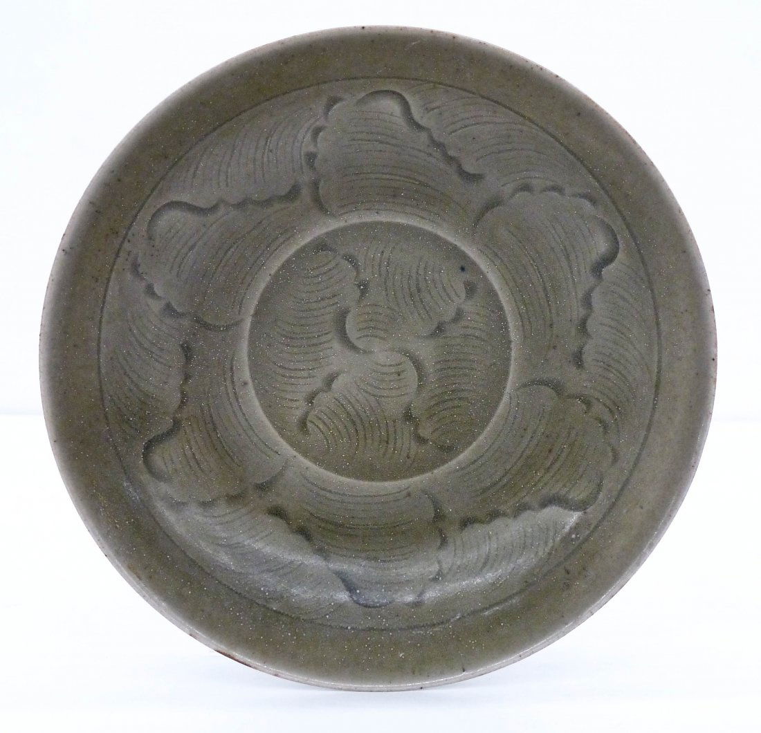 Chinese Song Yaozhou Celadon Carved Bowl 6.25''x1.5''. (1 of 6)