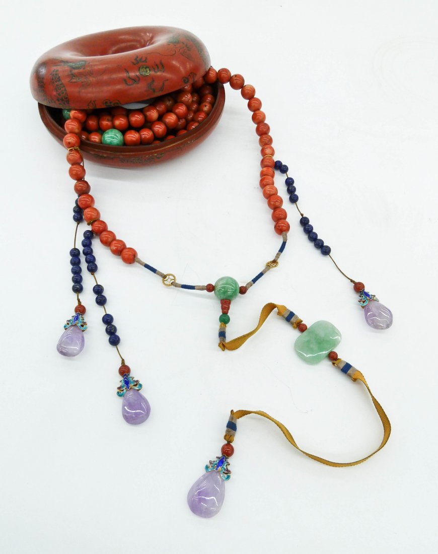 Impressive Chinese Coral Imperial Court Necklace with (1 of 9)