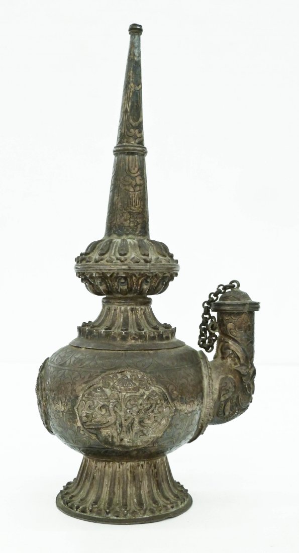 Antique Tibetan Silver Kundika Ritual Water Vessel (1 of 3)