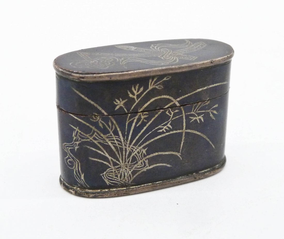 Antique Chinese Opium Box Enameled Copper 1''x1.5''. (1 of 3)