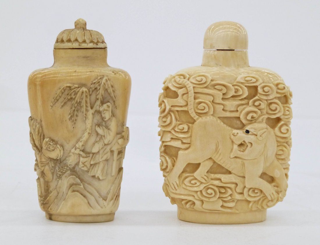 2pc Antique Chinese Ivory Snuff Bottles. Includes a (1 of 4)
