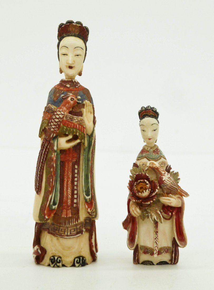 2pc Antique Japanese Guanyin Ivory Snuff Bottles 4'' (1 of 4)