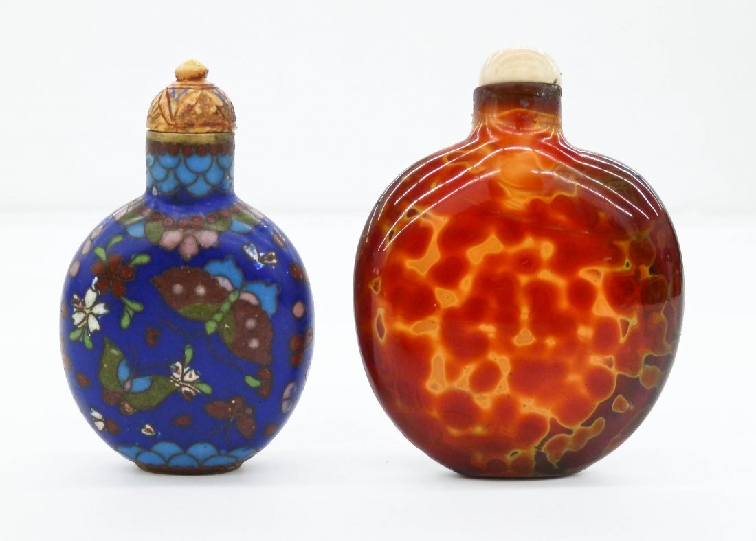 2pc Antique Snuff Bottles. Includes a realgar imitation (1 of 2)