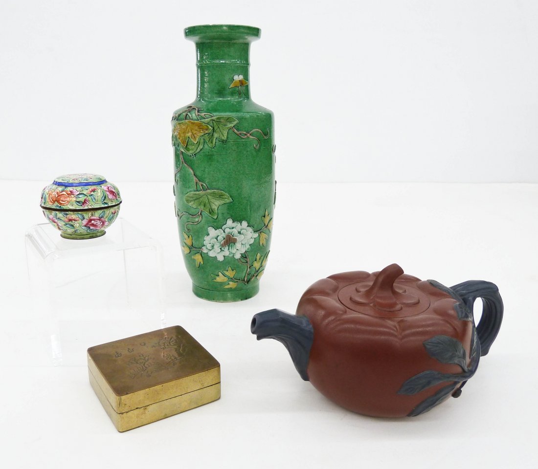 4pc Antique Chinese Porcelain & Articles. Includes a (1 of 3)