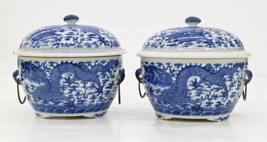 Pair of Chinese Guangxu Blue & White Porcelain Food (1 of 10)