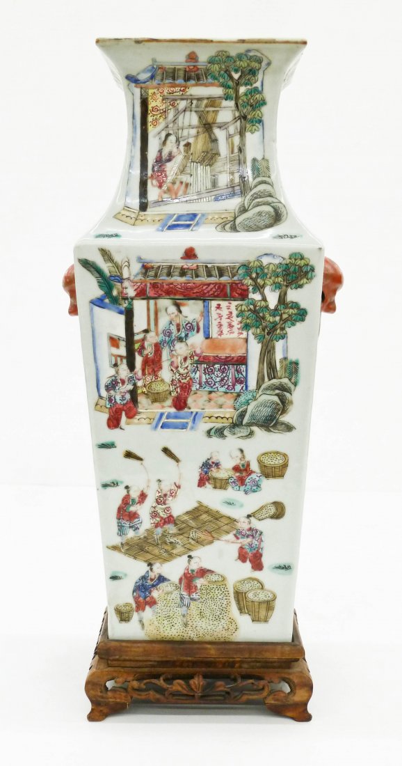 Antique Chinese Famille Rose Porcelain Square Vase (1 of 5)
