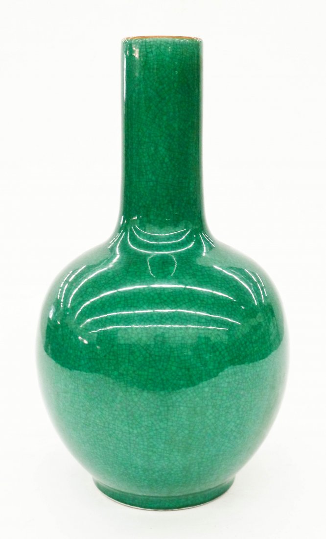 Old Chinese Apple Green Monochrome Porcelain Bottle (1 of 3)