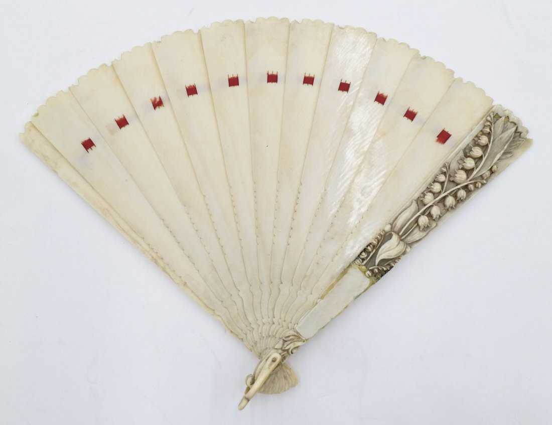 Antique Ivory Lily of the Valley Brise Hand Fan (1 of 2)