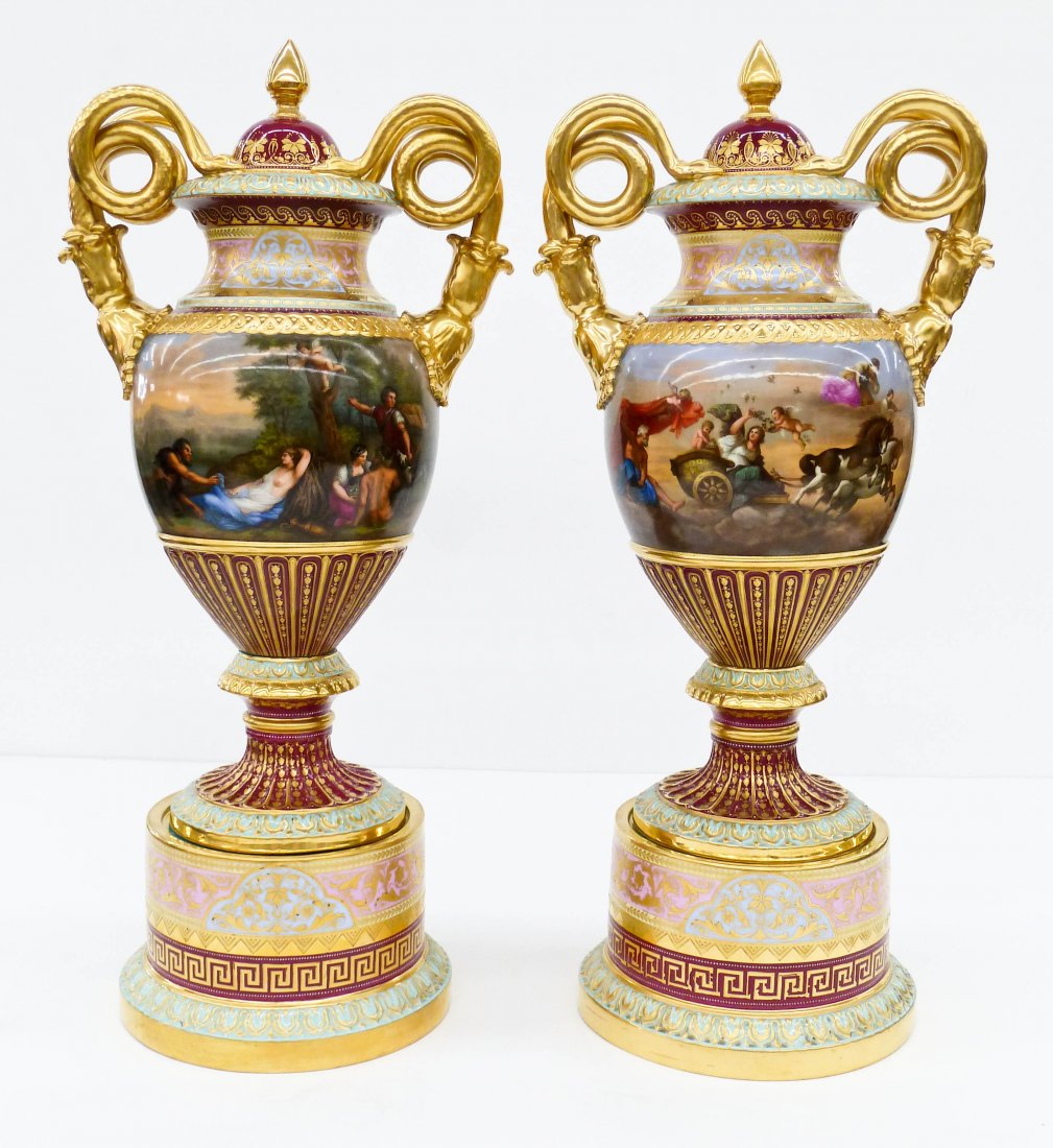Impressive Pair of Royal Vienna Porcelain Covered Urns (1 of 10)